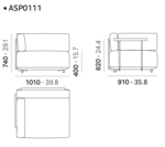 ASP0111 Zahradní sedací souprava Arki Sofa Plus rozměry dílu 1